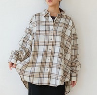 フランネル チェック  ベーシックデザイン シャツ ブラウス