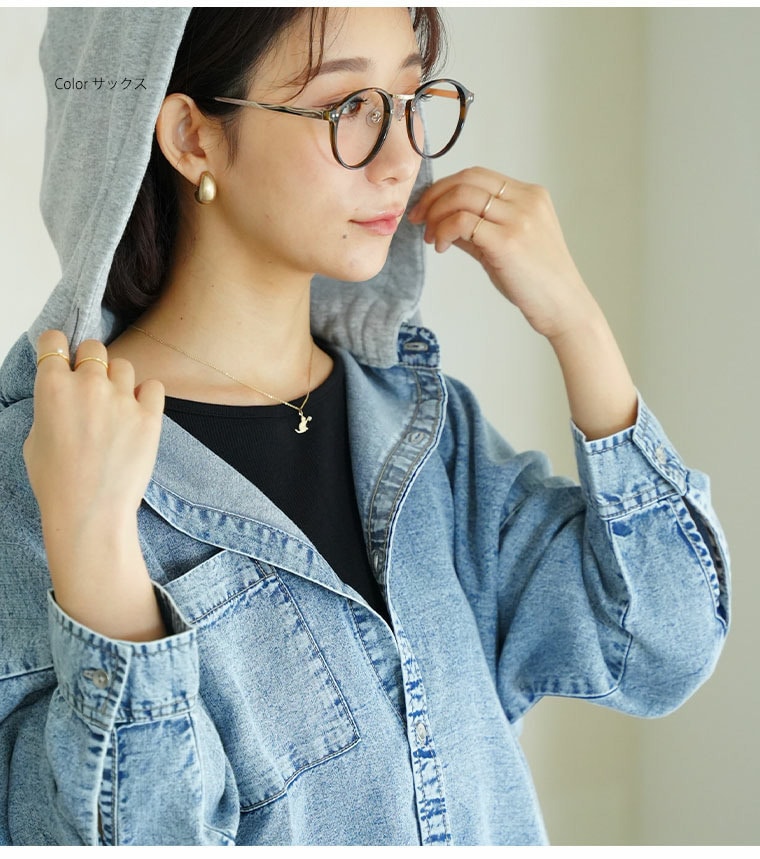 フード付き ビッグシルエット デニムシャツ13