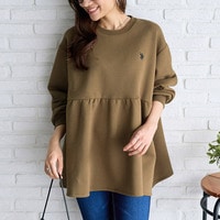 【U.S. POLO ASSN.】ぺプラム トップス スウェット アンチピリング付き