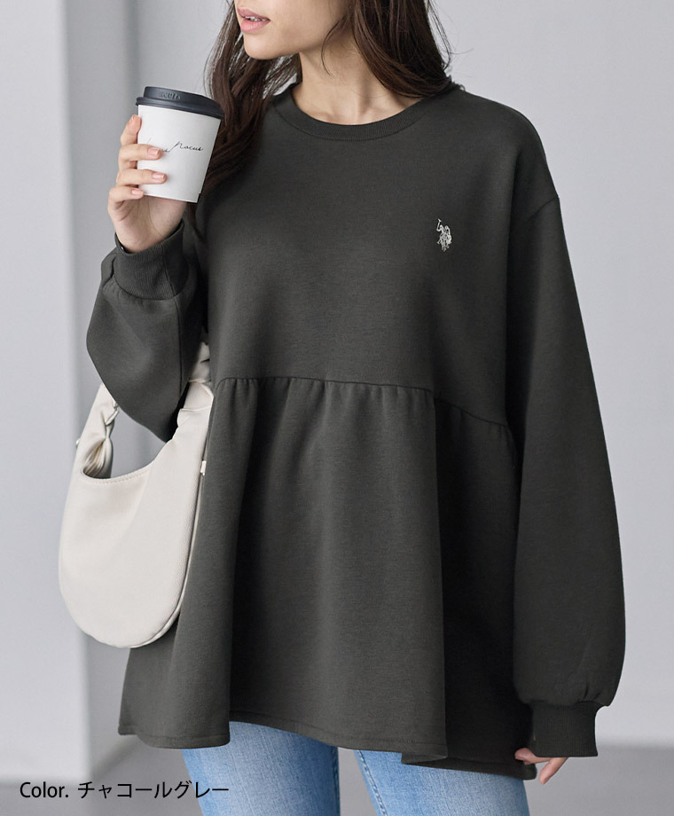 【U.S. POLO ASSN.】ぺプラム トップス スウェット アンチピリング付き14