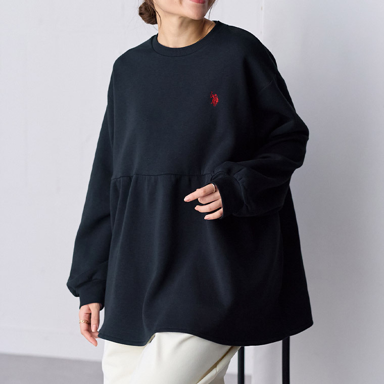 【U.S. POLO ASSN.】ぺプラム トップス スウェット アンチピリング付き1