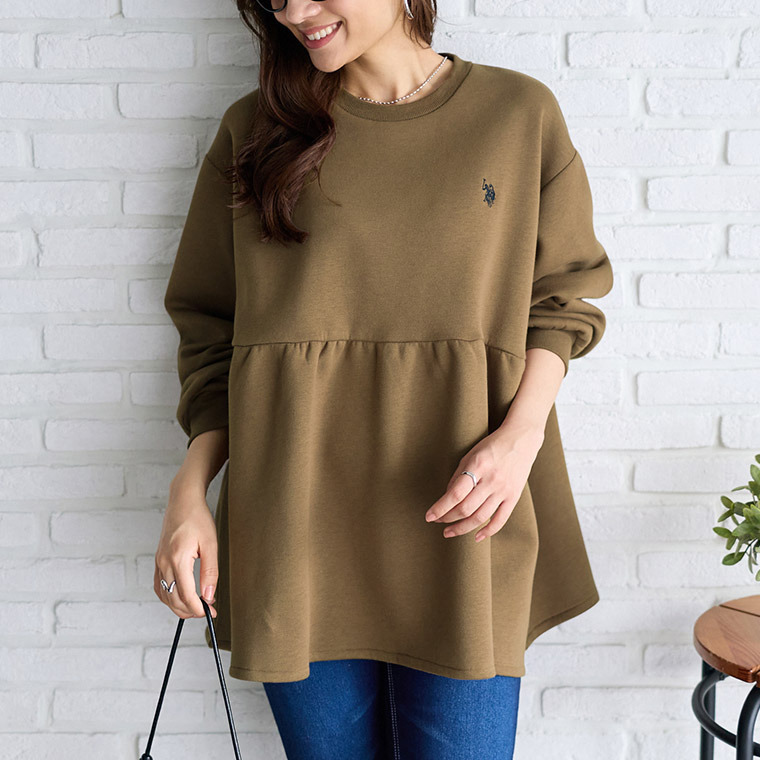 【U.S. POLO ASSN.】ぺプラム トップス スウェット アンチピリング付き1