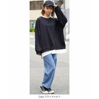 重ね着風 ミニ裏毛 チュニック スウェットプルオーバー / 大きいサイズ ハッピーマリリン