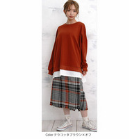 重ね着風 ミニ裏毛 チュニック スウェットプルオーバー / 大きいサイズ ハッピーマリリン