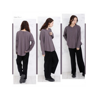 起毛リブ バックボタン トップス / 大きいサイズ ハッピーマリリン