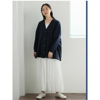 ワッフル素材ゆったりＶネックカーディガン / 大きいサイズ ハッピーマリリン