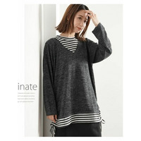 脇裾ドロストニットソープルオーバー / 大きいサイズ ハッピーマリリン