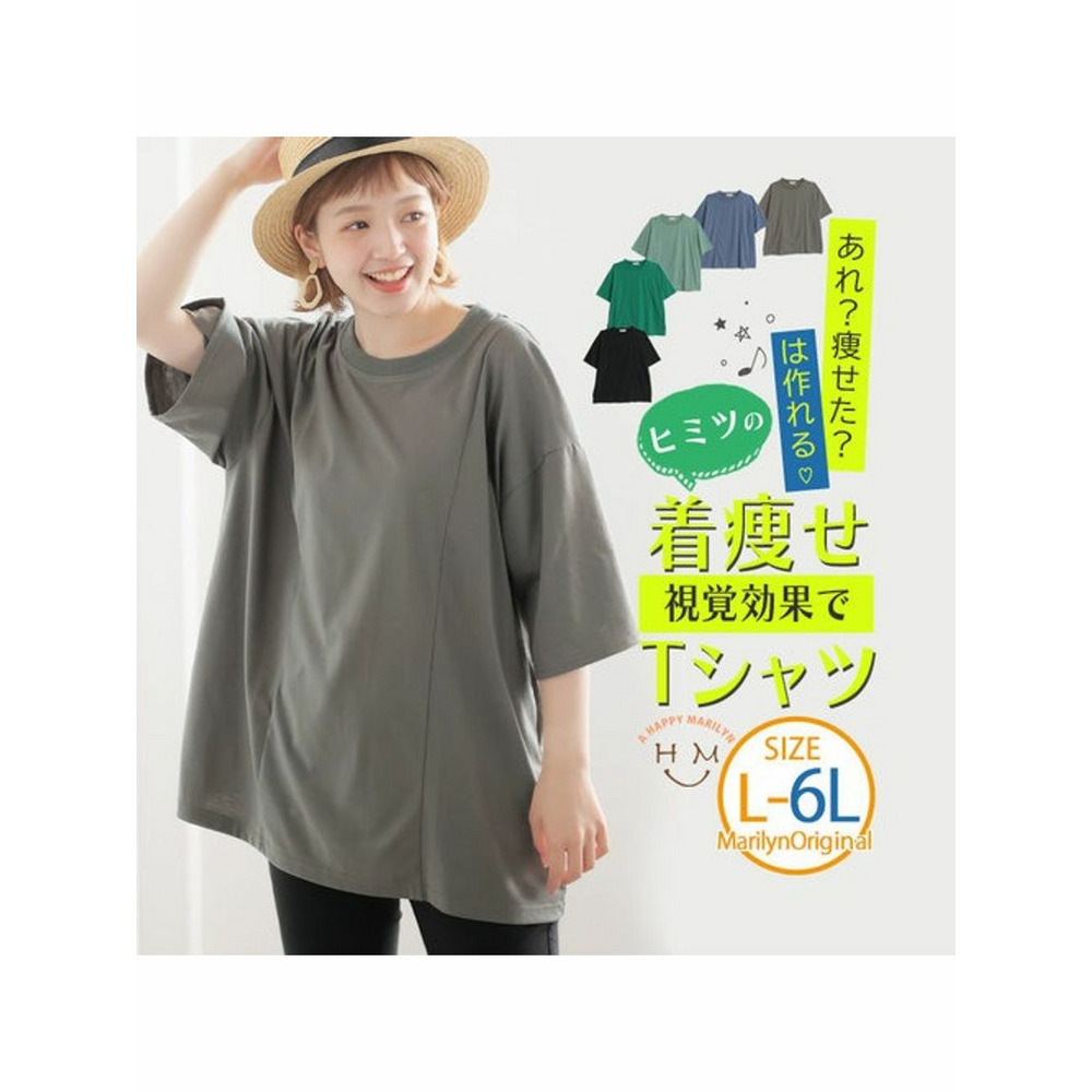 視覚効果ベーシックゆるサイズＴシャツ / 大きいサイズ ハッピーマリリン2