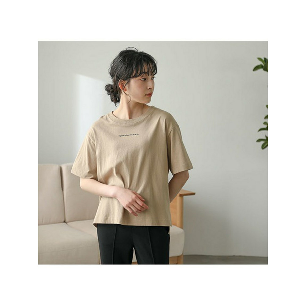 刺しゅう　コットン　ロゴＴシャツ / 大きいサイズ ハッピーマリリン Aタイプ/ベージュ 1