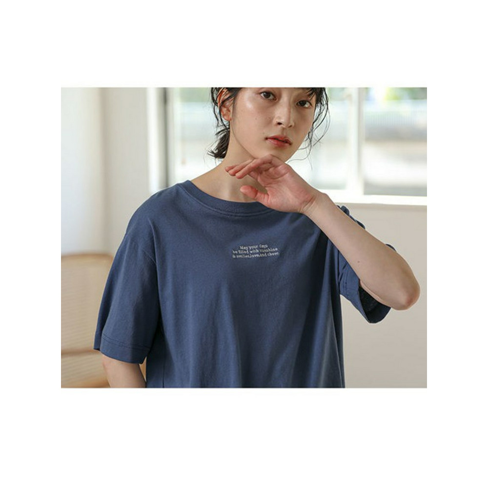 刺しゅう　コットン　ロゴＴシャツ / 大きいサイズ ハッピーマリリン Cタイプ/ネイビー 1