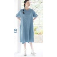 綿混ワッフル素材クルーネックワンピース / 大きいサイズ ハッピーマリリン