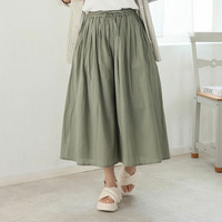 【風通るプレミアム】2丈展開 綿 楊柳 ギャザー フレア スカンツ