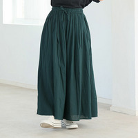【風通るプレミアム】2丈展開 綿 楊柳 ギャザー フレア スカンツ