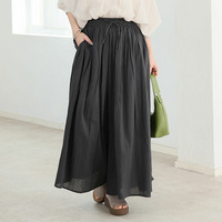 【風通るプレミアム】2丈展開 綿 楊柳 ギャザー フレア スカンツ