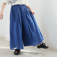 【風通るプレミアム】2丈展開 綿 楊柳 ギャザー フレア スカンツ