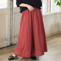 【風通るプレミアム】2丈展開 綿 楊柳 ギャザー フレア スカンツ