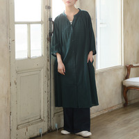 【風通るプレミアム】 七分袖/長袖が選べる 綿 楊柳 シャツチュニック