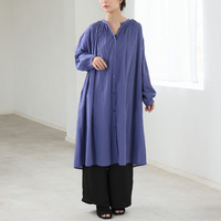 【風通るプレミアム】 七分袖/長袖が選べる 綿 楊柳 シャツチュニック