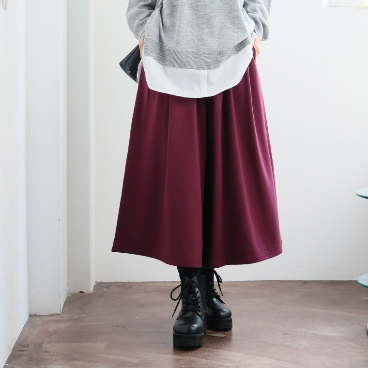 新色追加!! 暖かいのに着ぶくれない 温柔 身長別で選べる 裏起毛 ワイドパンツ1