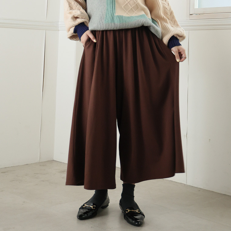 新色追加!! 暖かいのに着ぶくれない 温柔 身長別で選べる 裏起毛 ワイドパンツ1