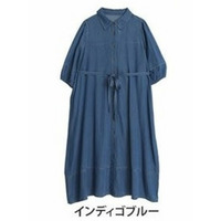 さらデニ２丈展開ウエストリボンワンピース / 大きいサイズ ハッピーマリリン