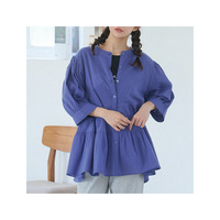 新色追加!! 【風通るプレミアム】綿 楊柳 七分袖 ティアード ブラウス