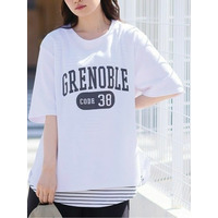 ハッピーさらりんカレッジプリントＴシャツ / 大きいサイズ ハッピーマリリン