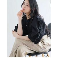 パール使いフリル袖プルオーバー / 大きいサイズ ハッピーマリリン