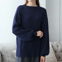 新色追加!! Rin フィットしすぎない！細魅せ叶える！華奢魅せ美人 もっちり リブ 長袖 ぽわん袖ニット