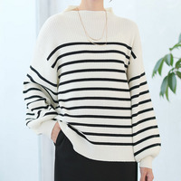 新色追加!! Rin フィットしすぎない！細魅せ叶える！華奢魅せ美人 もっちり リブ 長袖 ぽわん袖ニット