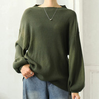 新色追加!! Rin フィットしすぎない！細魅せ叶える！華奢魅せ美人 もっちり リブ 長袖 ぽわん袖ニット