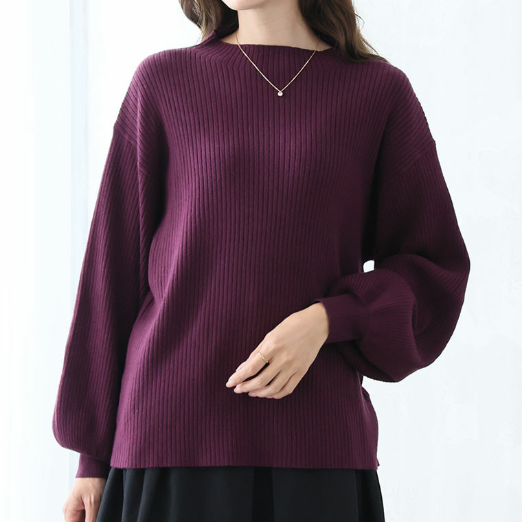 新色追加!! Rin フィットしすぎない!細魅せ叶える!華奢魅せ美人 もっちり リブ 長袖 ぽわん袖ニット1