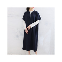 Rin 顔周り華やか!! アクセいらず パール付き 細魅せ ストレッチツイル Iライン ワンピ
