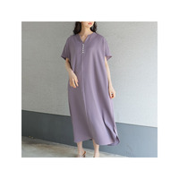Rin 顔周り華やか!! アクセいらず パール付き 細魅せ ストレッチツイル Iライン ワンピ