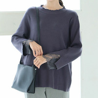 Rin サイズ感にこだわり！Tシャツ感覚で着られる！上品 ラメ 華やぎ美人袖 レース リブニット