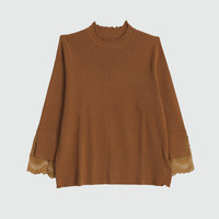 Rin サイズ感にこだわり！Tシャツ感覚で着られる！上品 ラメ 華やぎ美人袖 レース リブニット