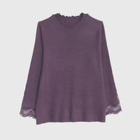 Rin サイズ感にこだわり！Tシャツ感覚で着られる！上品 ラメ 華やぎ美人袖 レース リブニット