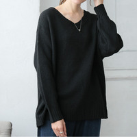 Rin シンプル美人を追求 素材と着心地にこだわった シンプル 2ネックデザイン 長袖 ニット