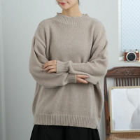 Rin シンプル美人を追求 素材と着心地にこだわった シンプル 2ネックデザイン 長袖 ニット