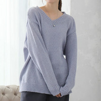Rin シンプル美人を追求 素材と着心地にこだわった シンプル 2ネックデザイン 長袖 ニット
