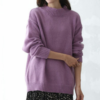 Rin シンプル美人を追求 素材と着心地にこだわった シンプル 2ネックデザイン 長袖 ニット