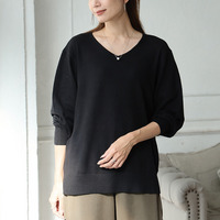 Rin フィット感軽減！ Tシャツ感覚 もっちりやわらか Vネック ニット