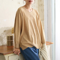 Rin フィット感軽減！ Tシャツ感覚 もっちりやわらか Vネック ニット