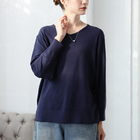 Rin フィット感軽減！ Tシャツ感覚 もっちりやわらか Vネック ニット