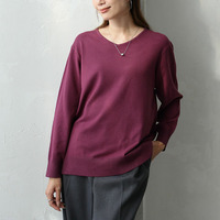 Rin フィット感軽減！ Tシャツ感覚 もっちりやわらか Vネック ニット