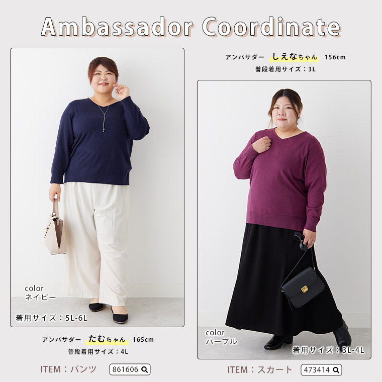 Rin フィット感軽減! Tシャツ感覚 もっちりやわらか Vネック ニット23