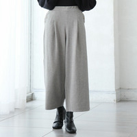 Rin 薄くてあったか とろける肌触り メルティ ストレッチ ポケットボタン チェック ワイドパンツ