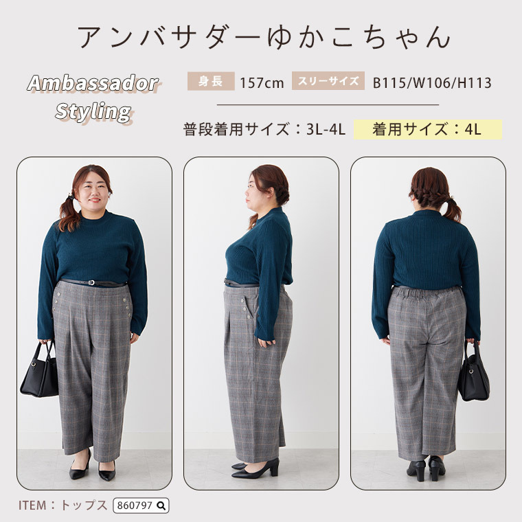 Rin 薄くてあったか とろける肌触り メルティ ストレッチ ポケットボタン チェック ワイドパンツ25