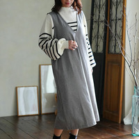 Rin 重ね着しやすい！薄くてあったか とろける肌触り メルティ ストレッチ 美人 Vネック チェック ジャンスカ