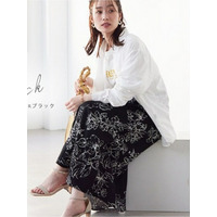 Ｒｉｎ線花柄フレアーマーメイドスカート / 大きいサイズ Rin